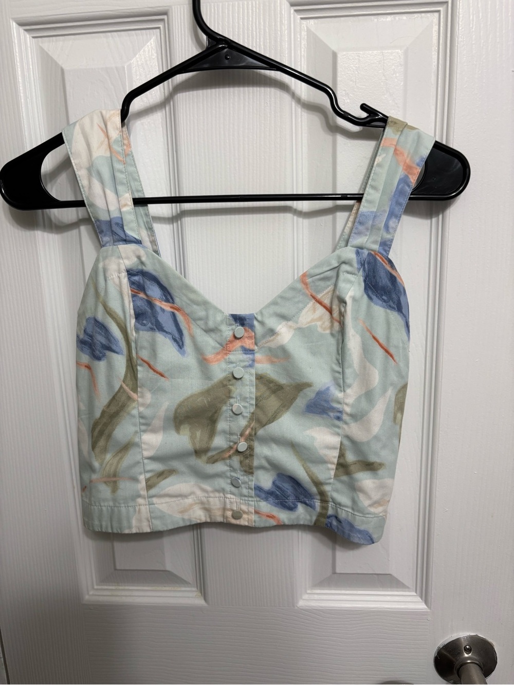 Abercrombie Printed Button-Front Crop Top Size Small